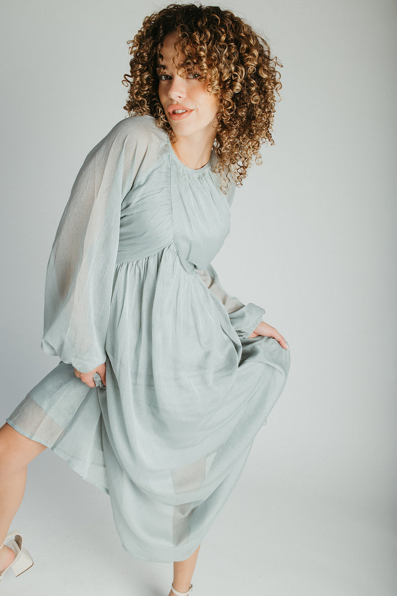 The Shayla Chiffon Maxi Dress in Sage