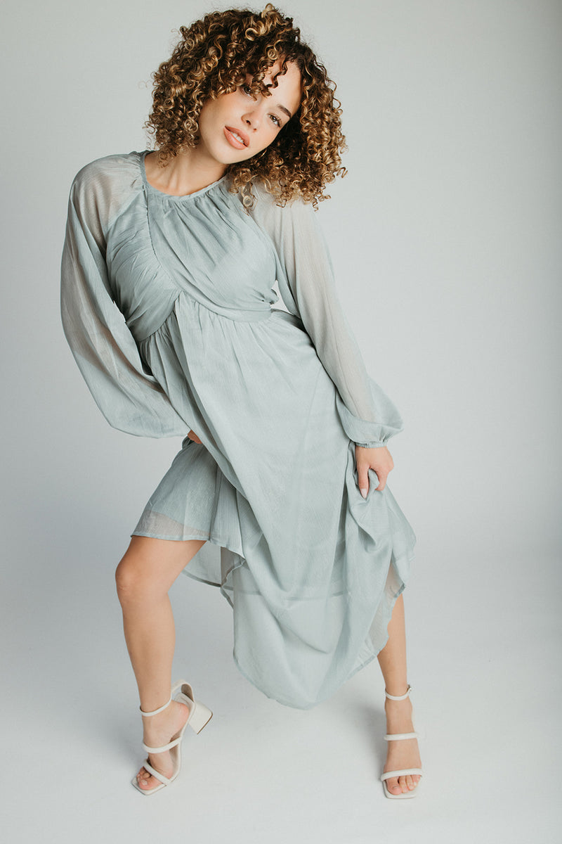 The Shayla Chiffon Maxi Dress in Sage