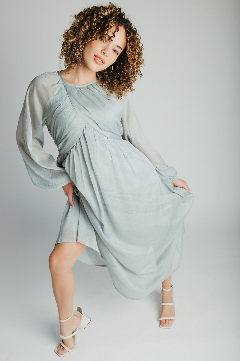 The Shayla Chiffon Maxi Dress in Sage