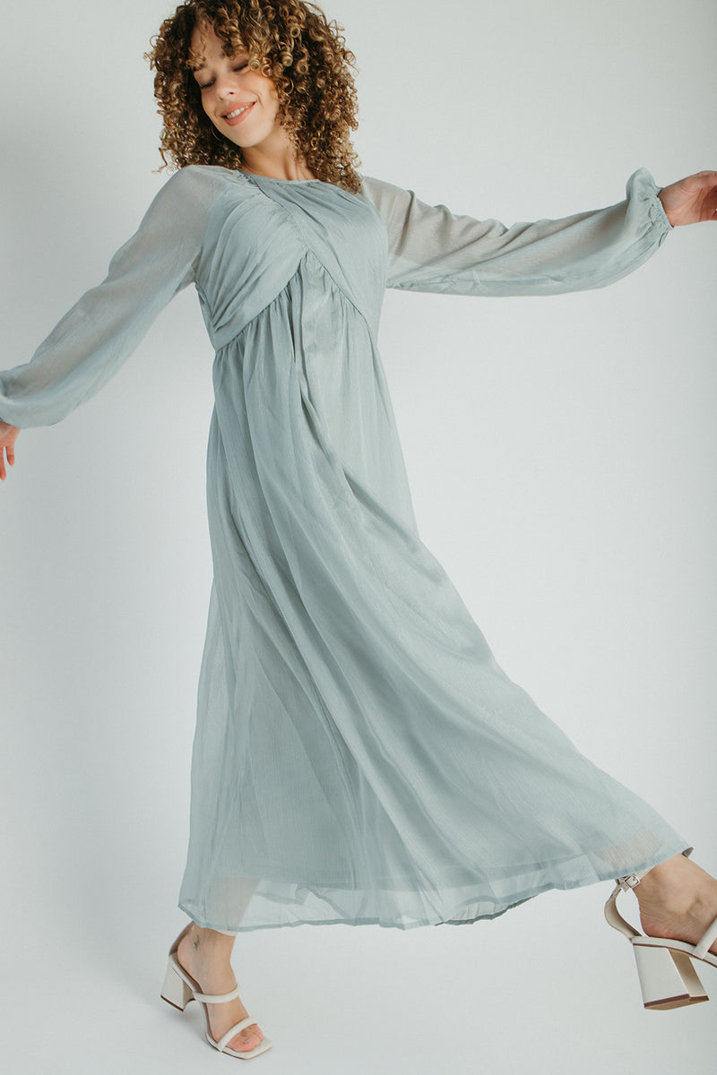 The Shayla Chiffon Maxi Dress in Sage