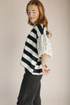 The Wadley Striped Blouse in Black + Ivory