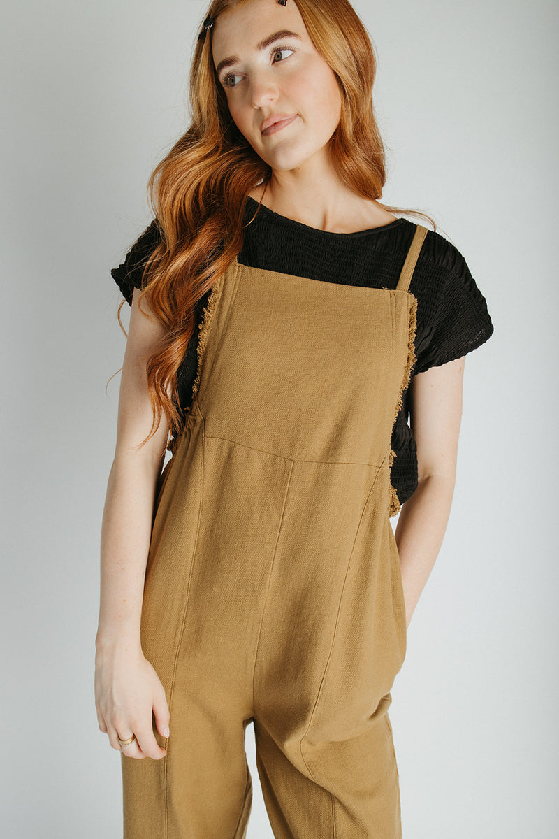 The Gianna Woven Overall in Olive