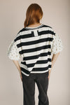 The Wadley Striped Blouse in Black + Ivory