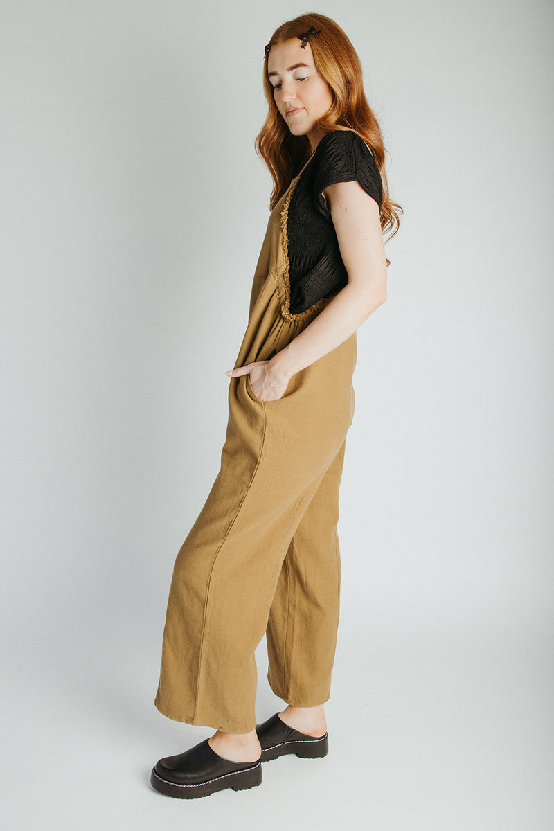 The Gianna Woven Overall in Olive