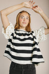 The Wadley Striped Blouse in Black + Ivory