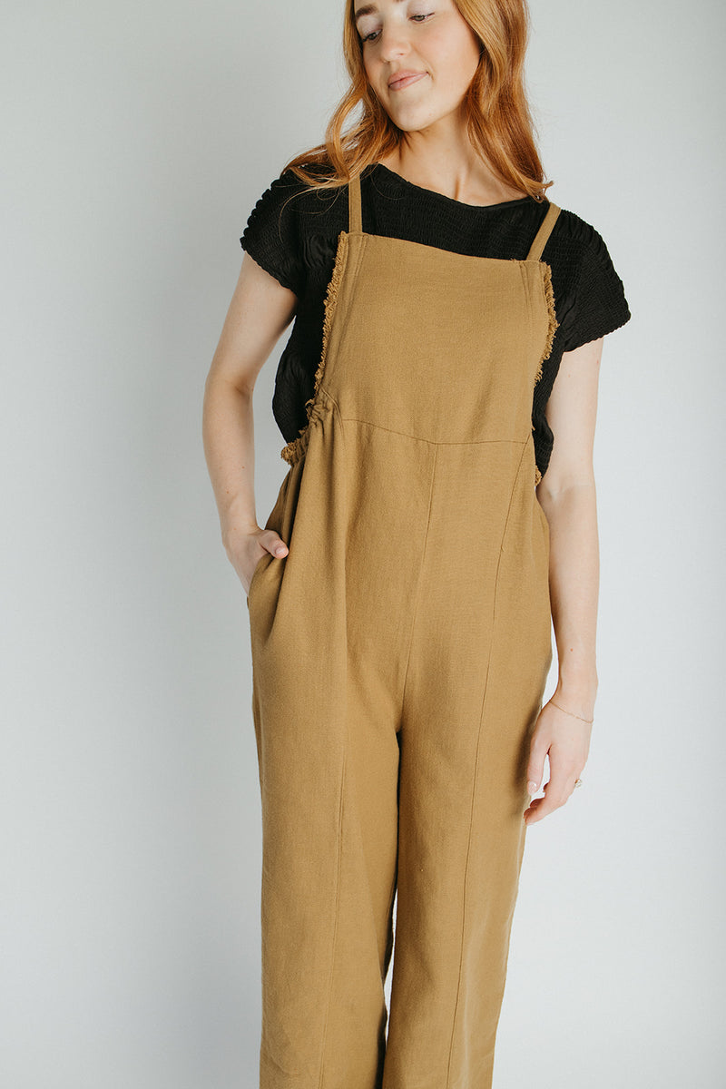 The Gianna Woven Overall in Olive