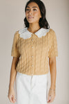 The Wren Lace Collared Sweater in Dijon