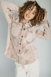 The Kimber Corduroy Embroidered Jacket in Washed Rose