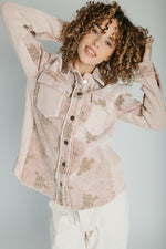 The Kimber Corduroy Embroidered Jacket in Washed Rose