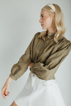 The Daniella Lace Button-Up Blouse in Olive