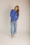 The Conlan Floral Embroidered Cardigan in Blue