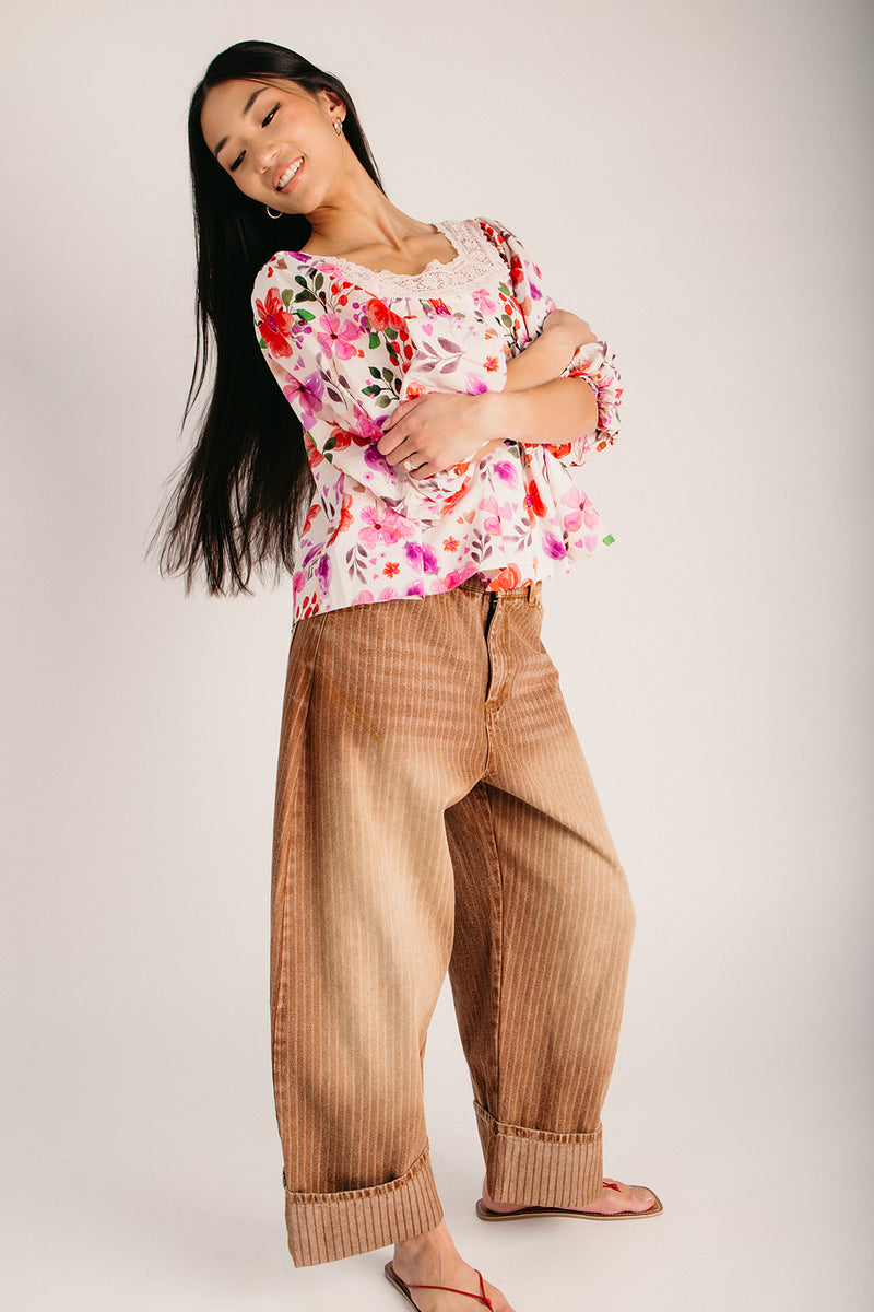 The Judith Striped Carpenter Culottes in Washed Brown – Piper & Scoot
