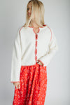 The Layne Stitch Detail Sweater in Ivory + Red