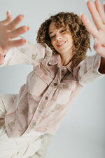 The Kimber Corduroy Embroidered Jacket in Washed Rose