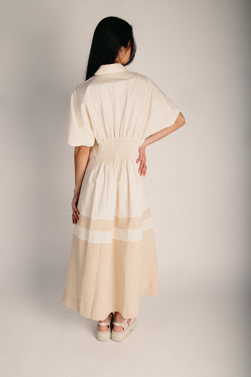 The Rani Stitch Detail Midi Dress in Cream Piper & Scoot The Rani Stitch Detail Midi Dress in Cream Piper & Scoot