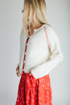 The Layne Stitch Detail Sweater in Ivory + Red