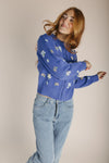 The Conlan Floral Embroidered Cardigan in Blue