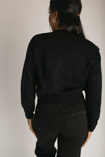 The Adkins Rose Applique Cardigan in Black