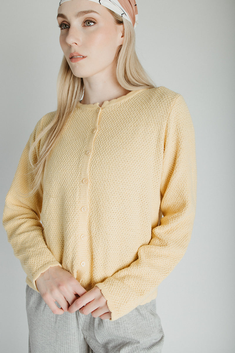 The Jori Knit Button-Up Cardigan in Butter