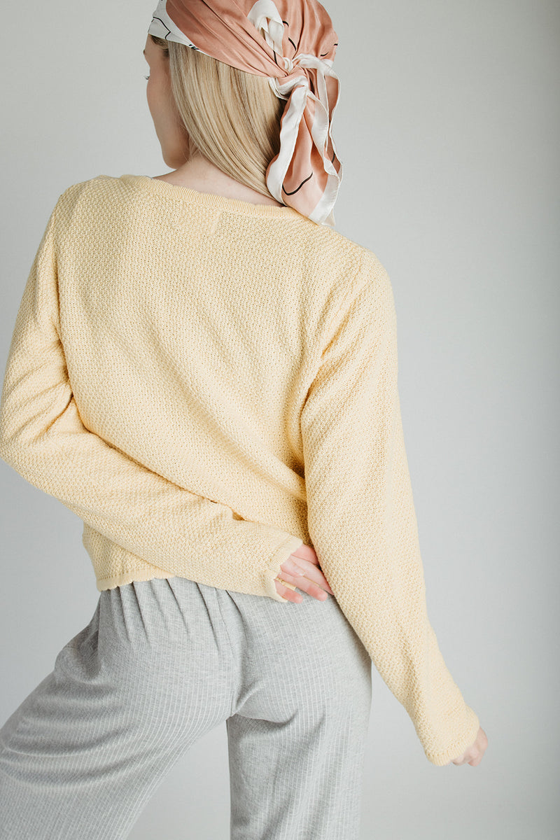 The Jori Knit Button-Up Cardigan in Butter