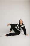 The Adkins Rose Applique Cardigan in Black
