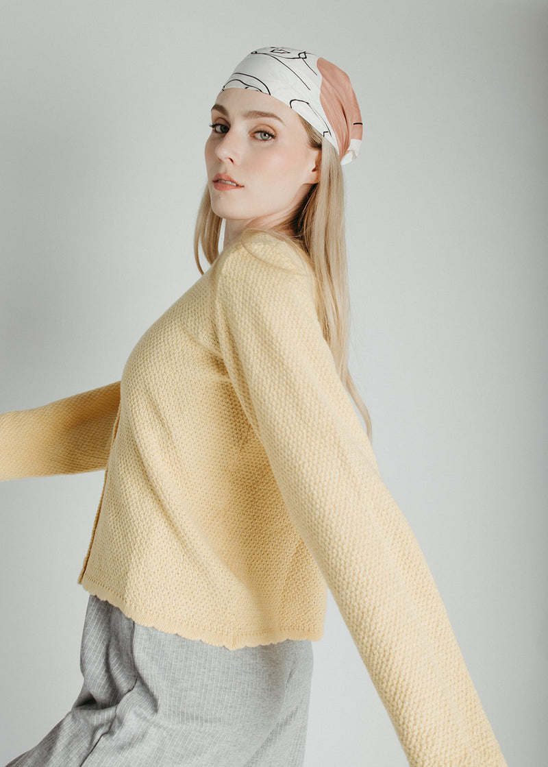 The Jori Knit Button-Up Cardigan in Butter