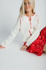 The Layne Stitch Detail Sweater in Ivory + Red