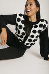 The Adkins Rose Applique Cardigan in Black