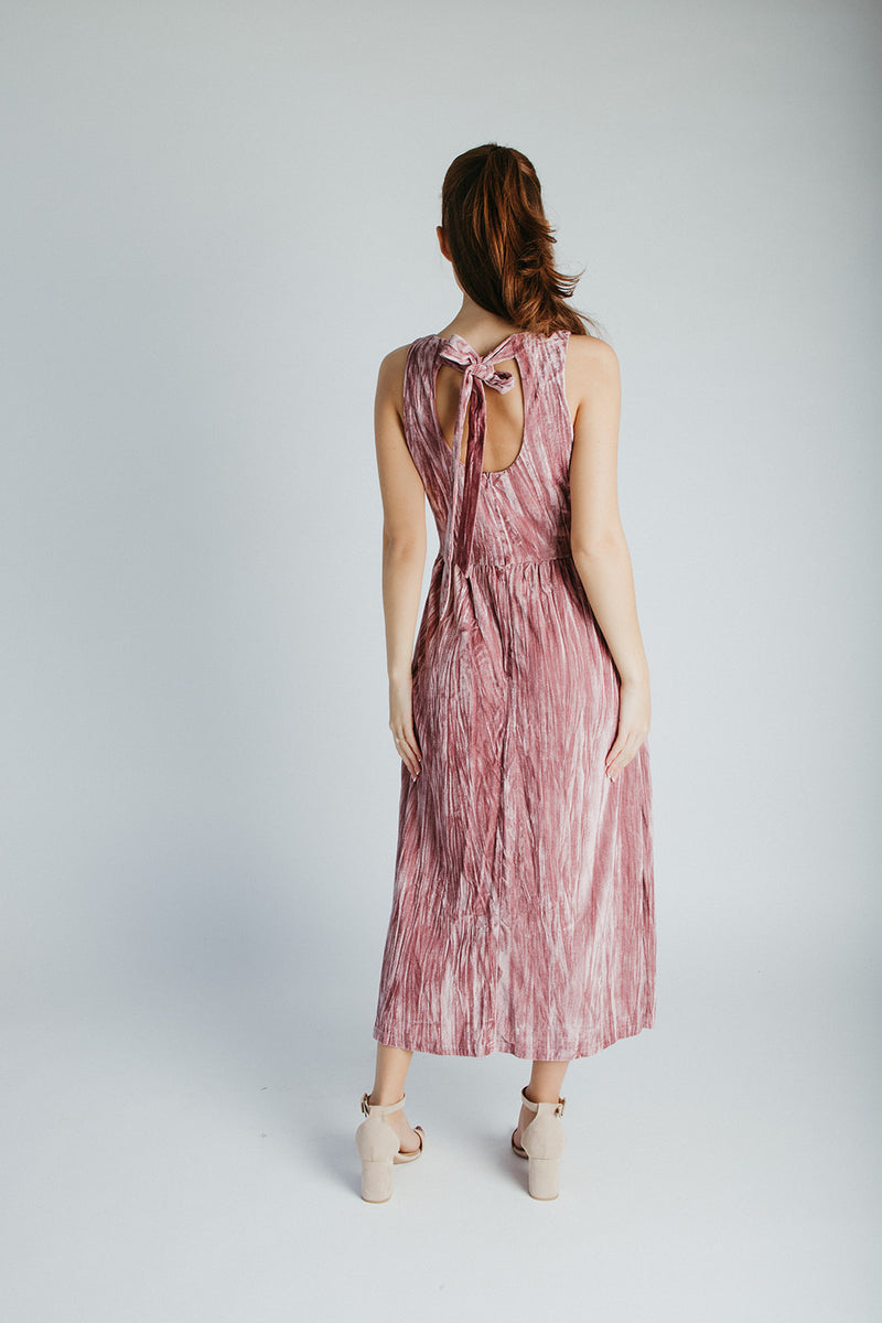 The Samson Velvet Midi Dress in Dusty Mauve