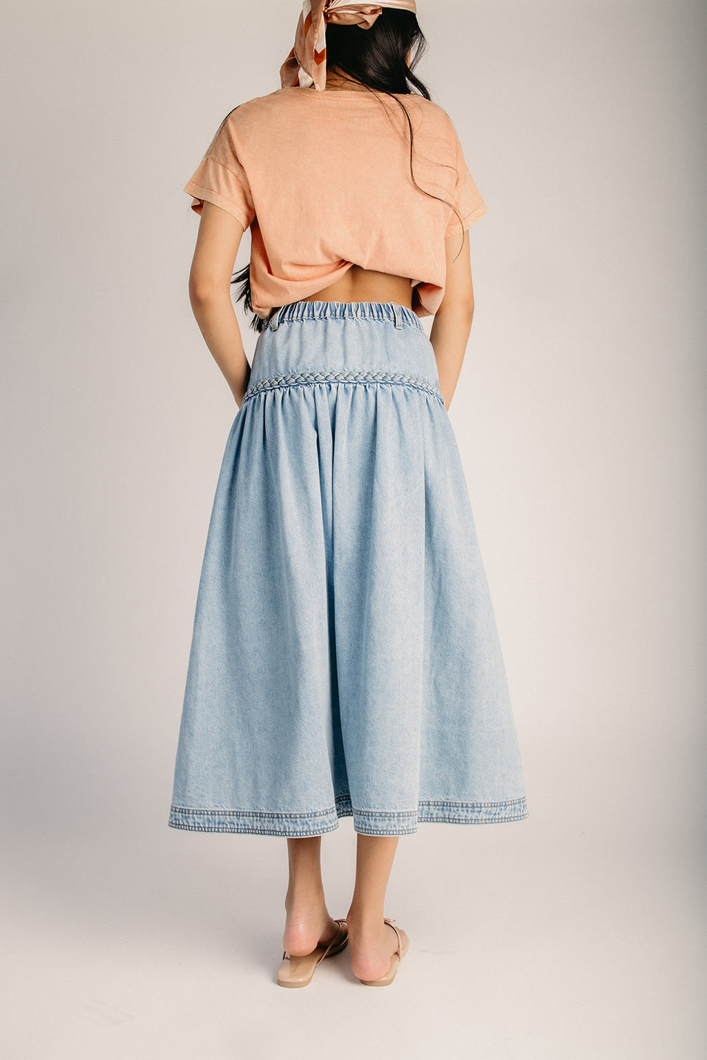 The Baili Braided Detail Midi Skirt in Denim – Piper & Scoot