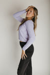 The Marlie Polka Dot Knit Cardigan in Lavender