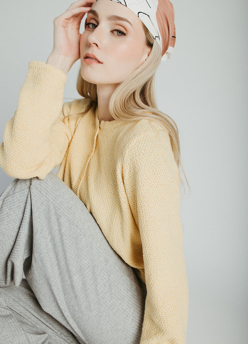 The Jori Knit Button-Up Cardigan in Butter