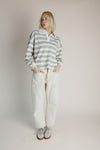 The Bowery Polo Blouse in Heather Grey + Ivory