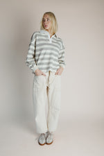 The Bowery Polo Blouse in Heather Grey + Ivory