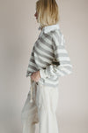 The Bowery Polo Blouse in Heather Grey + Ivory