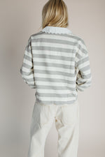 The Bowery Polo Blouse in Heather Grey + Ivory