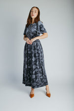 The Zeller Burnout Velvet Midi Dress in Dusty Blue