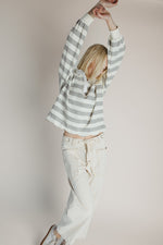 The Bowery Polo Blouse in Heather Grey + Ivory