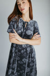 The Zeller Burnout Velvet Midi Dress in Dusty Blue