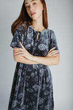 The Zeller Burnout Velvet Midi Dress in Dusty Blue