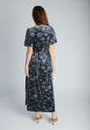 The Zeller Burnout Velvet Midi Dress in Dusty Blue