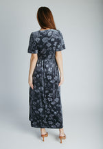 The Zeller Burnout Velvet Midi Dress in Dusty Blue