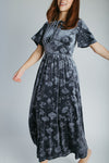 The Zeller Burnout Velvet Midi Dress in Dusty Blue