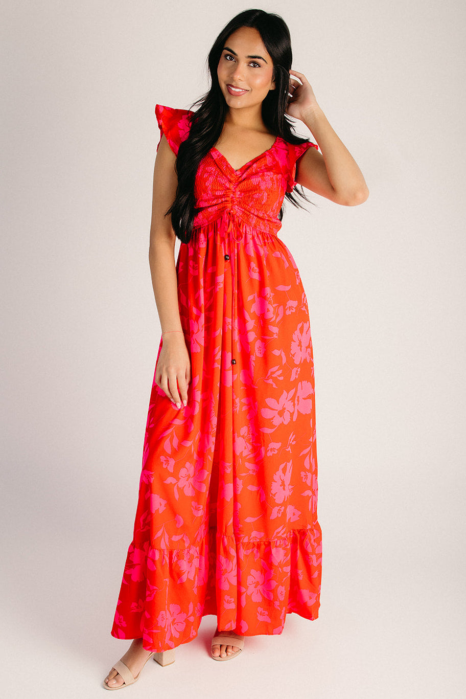 open lace back dress The Jocelyn Off-The-Shoulder Maxi Dress in Red Floral – Piper & Scoot