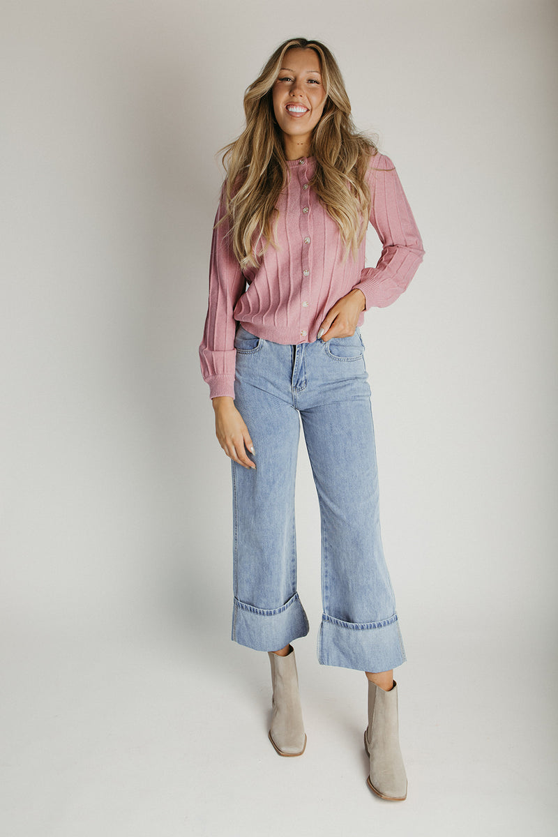 The Kaisa Crew Neck Sweater in Mauve