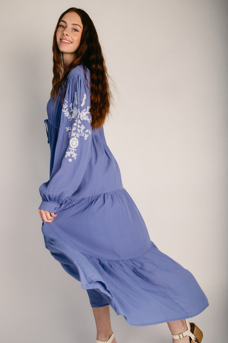 piper and scoot embroidered dress The Huglin Embroidered Detail Midi Dress in Hot Pink Large