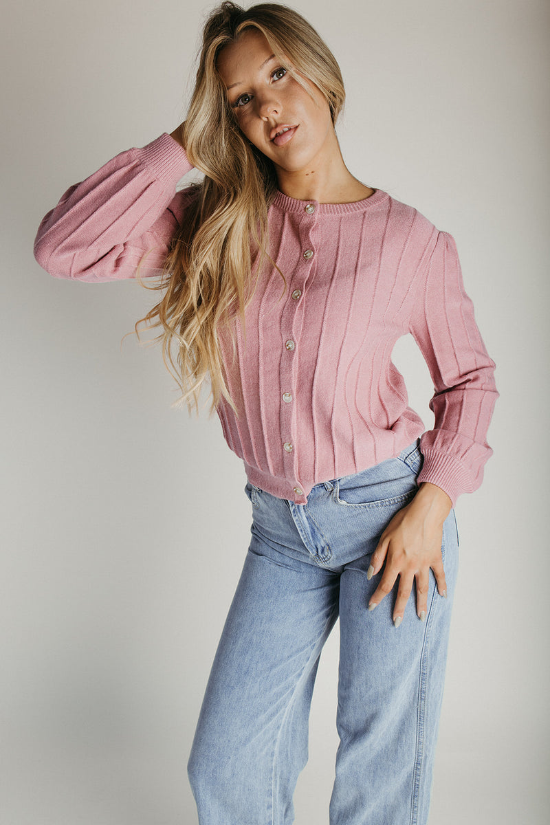 The Kaisa Crew Neck Sweater in Mauve