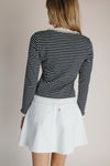 The Gally Striped Trim Detail Cardigan in Navy + White