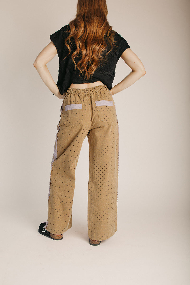 The Laurie Polka Dot Denim Pant in Brown