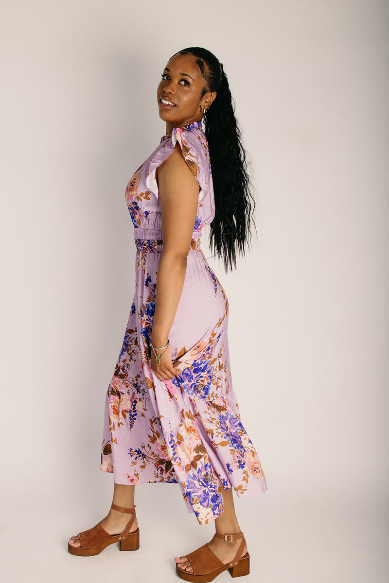 floral flutter sleeve midi dress Southern Tide Women's Clementine Flutter Sleeve Midi Blue (Size XS) 100% Viscose